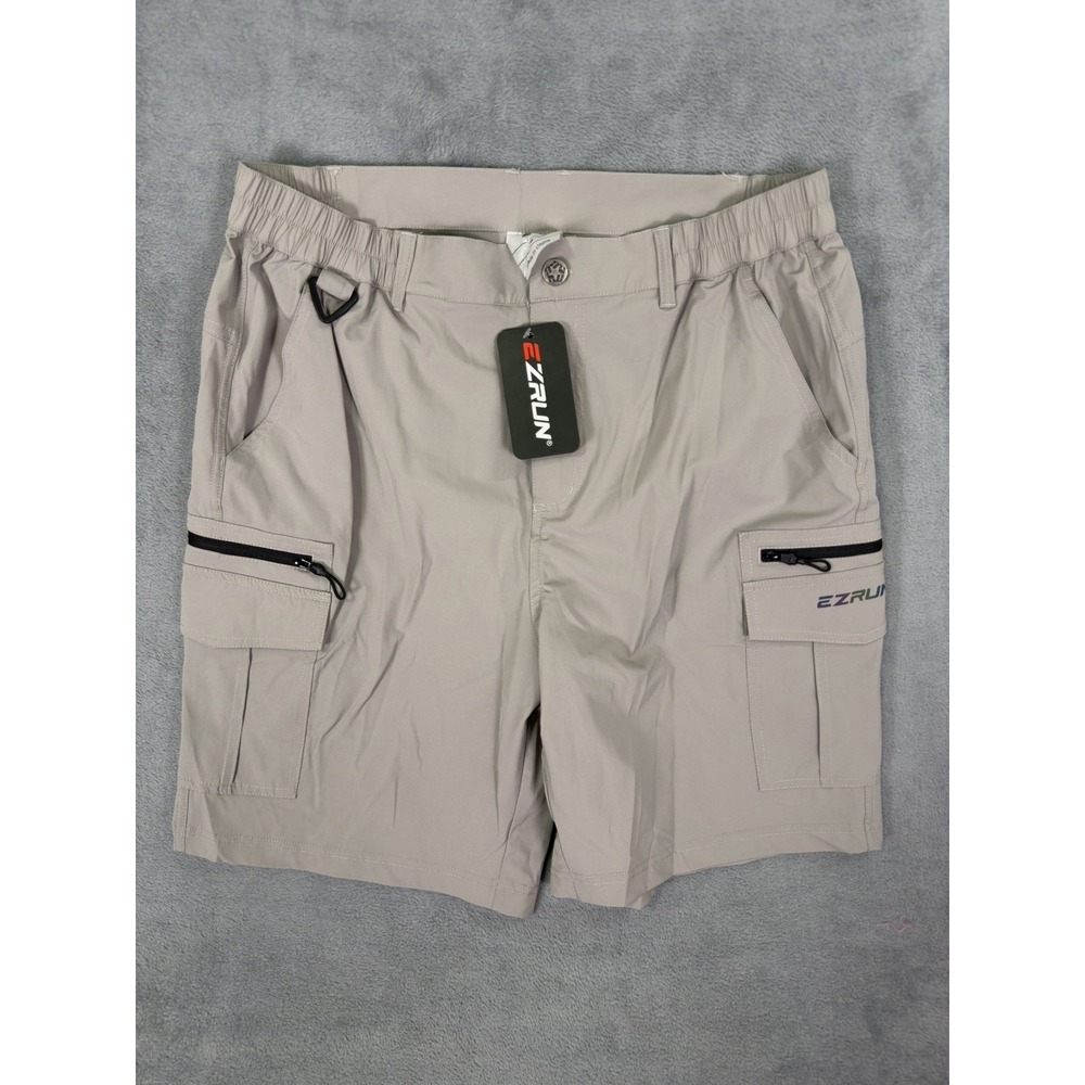 New EzRun Shorts‎ Mens Medium Gray Nylon Cargo Lightweight Hiking Outdoor